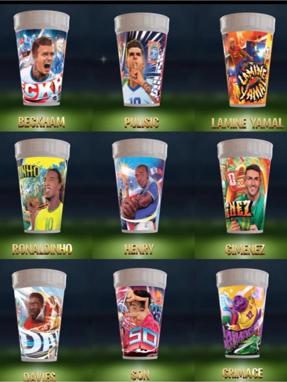 McDonald's World Cup Meal Cups  2026 collection of 9 cups